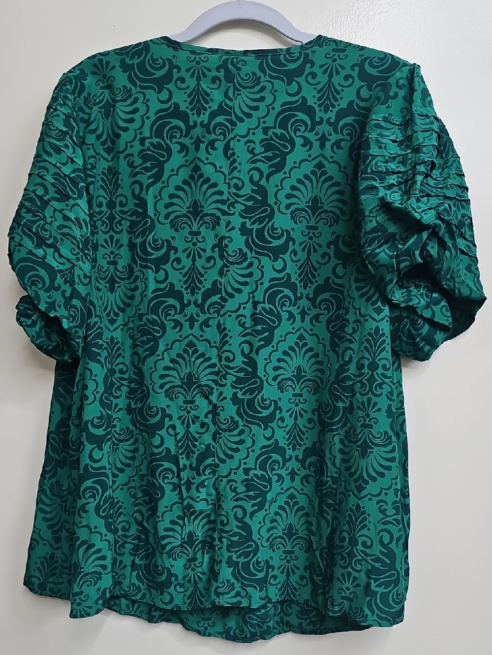 Torrid Belle Isle NWT Damask Emerald Marine Green Women's Blouse - Picture 6 of 6